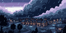 Animated pixel art of rain arriving